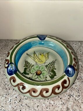 Vintage Artist Signed Mexico Tonala’ Pottery Ashtray/Folk Art Dish